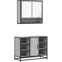 vidaXL Ensemble de meubles de salle de bain 2 pièces Gris Sonoma Bois composite