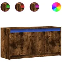 vidaXL Armoire TV avec éclairage LED chêne fumé 100x34x50 cm