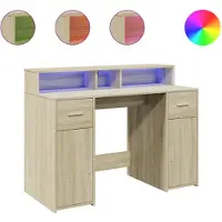 vidaXL Bureau LED Chêne Sonoma 120x55x91 cm Matériau dérivé du bois