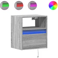 vidaXL Table de chevet murale avec lumières LED sonoma gris
