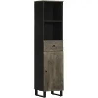 vidaXL Armoire de salle de bain noire 38x33x160 cm bois massif mangue