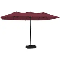 vidaXL Parasol double avec lampes LED rouge bordeaux 449x265 cm