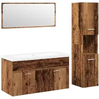 vidaXL Ensemble de meubles de salle de bain 4 pièces imitation vieux bois matériau bois