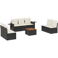 vidaXL Ensemble de jardin canapé 8 pièces avec coussins noir poly rotin