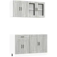 vidaXL Ensemble d'armoires de cuisine 4 pièces Kalmar Gris Sonoma Matériau dérivé du bois