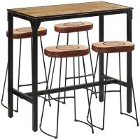 vidaXL Ensemble de bar 5 pièces bois de manguier brut et métal
