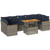 vidaXL Ensemble de jardin canapé 8 pièces avec coussins Gris Poly rotin