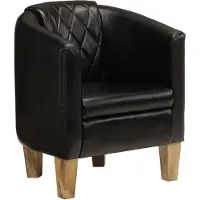vidaXL Chaise cabriolet noir cuir véritable