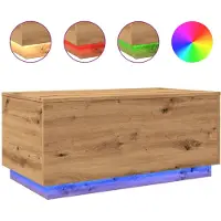 vidaXL Table basse avec lumières LED chêne artisanal 90x50x40 cm