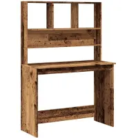 vidaXL Bureau avec étagère aspect bois ancien 102x45x148cm Bois composite