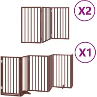 vidaXL Porte pour chien 12 pièces avec porte Pliable Marron 600 cm Bois de peuplier