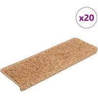 vidaXL Tapis d'escalier 20 pièces 65 x 21 x 4 cm Beige Bord rectangulaire