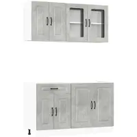 vidaXL Ensemble d'armoires de cuisine Kalmar 4 pièces gris béton Matériau dérivé du bois