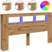 vidaXL Tête de lit LED Chêne Artisan 180x18,5x103,5 cm Bois composite