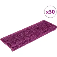 vidaXL Tapis d'escalier 30 pièces 65 x 21 x 4 cm Violet Bord rectangulaire