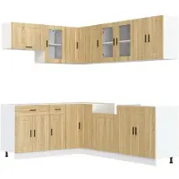 vidaXL Ensemble d'armoires de cuisine Porto 11 pcs. chêne Sonoma bois composite