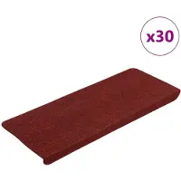 vidaXL Tapis d'escalier auto-adhésifs 30 pcs rouge 65x24,5x3,5 cm