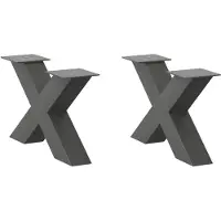 vidaXL Pieds de table basse en X 2 pcs. Anthracite 50x(30-31) cm Acier