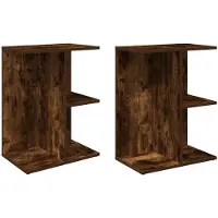 vidaXL Tables de chevet 2pcs chêne fumé 46,5x29x61cm bois d’ingénierie