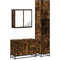 vidaXL Ensemble de meubles de salle de bain 3 pièces chêne fumé bois composite