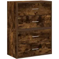 vidaXL - Armoires avec 4 tiroirs, 2 pièces, bois fumé, 60x31x40 cm