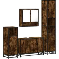 vidaXL Ensemble de meubles de salle de bain 4 pièces chêne fumé bois composite