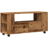vidaXL Armoire TV à roulettes imitation vieux bois 102x34,5x43cm Matériau dérivé du bois