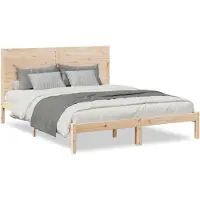 vidaXL Lit en bois massif extra long sans matelas 160x220 cm