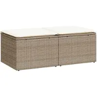 vidaXL Ensemble de salon de jardin 2 pièces avec coussins Beige Poly rotin Acacia