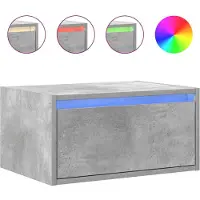 vidaXL Table de chevet murale avec lumières LED gris béton