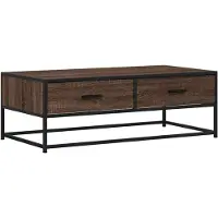 vidaXL Table basse marron imitation chêne 100x50x35 cm bois composite métal
