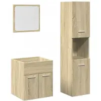 vidaXL Ensemble de meubles de salle de bain 3 pièces en bois composite chêne Sonoma