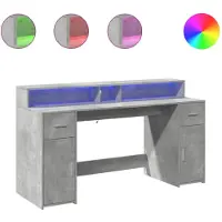 vidaXL Bureau LED gris béton 160x55x91 cm Bois composite
