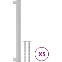 vidaXL Poignées d'armoire 5 pcs argenté 224 mm acier inoxydable