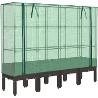 vidaXL Lit surélevé avec serre aspect rotin 160x40x140 cm