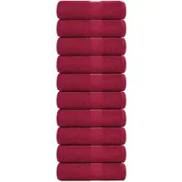 vidaXL Serviettes d'invité 10pcs bordeaux 30x50 cm 360 g/m² 100% coton