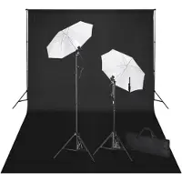 vidaXL Kit de studio et toile de fond noire 600 x 300 cm et lumières