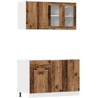 vidaXL Ensemble d'armoires de cuisine Lyon 4 pièces imitation vieux bois Matériau dérivé du bois