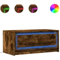 vidaXL Table basse LED chêne fumé bois composite