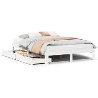 vidaXL Lit en bois massif avec tiroirs blanc 120x200 cm pin