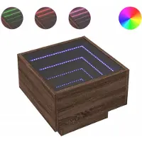 vidaXL Table d'appoint avec LED brun imitation chêne 40x40x30 cm