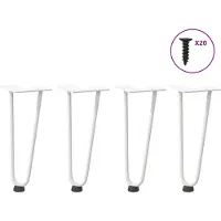 vidaXL Pieds en épingle à cheveux pour table basse 4 pcs. Blanc 30 cm en acier massif