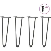 vidaXL Pieds en épingle à cheveux pour table basse 4 pcs. Anthracite 42 cm acier massif