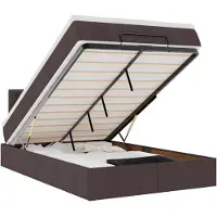 vidaXL Ottoman-lit avec matelas & LEDs Marron foncé 120x190 cm Tissu
