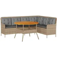 vidaXL Ensemble de salon de jardin 2 pièces avec coussins Beige Poly Rattan