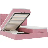 vidaXL Ottoman-lit avec matelas & LED rose 160x200 cm velours