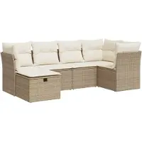 vidaXL Ensemble de salon de jardin 6 pièces avec coussins Beige Poly Rattan