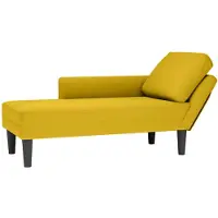 vidaXL Chaise longue avec coussin et accoudoir droit Jaune velours
