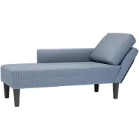 vidaXL Chaise longue avec coussin Bleu Tissu velours côtelé