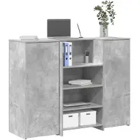 vidaXL Comptoir de réception gris béton 135x50x103,5 cm Bois composite